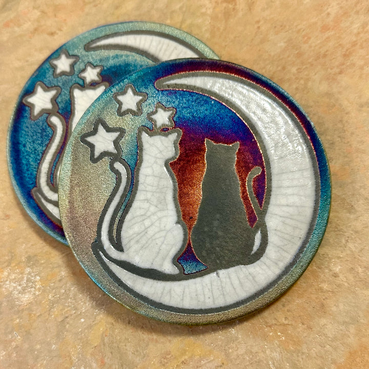 Coasters 2 Pack Cat + Moon