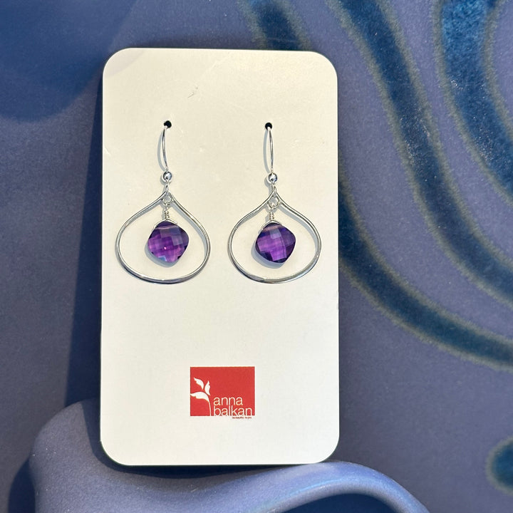 Nina Earrings Silver + Amethyst