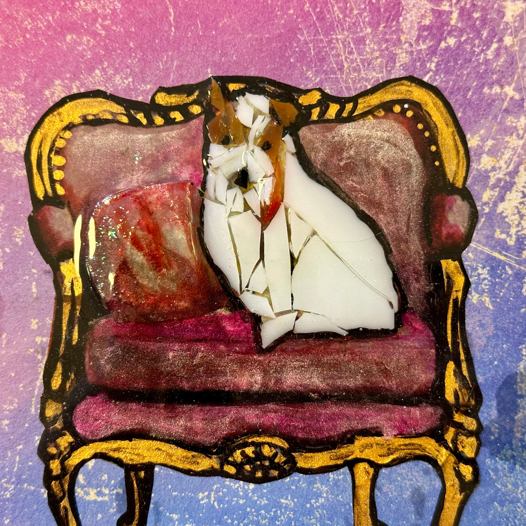Terrier on a Pink Chair