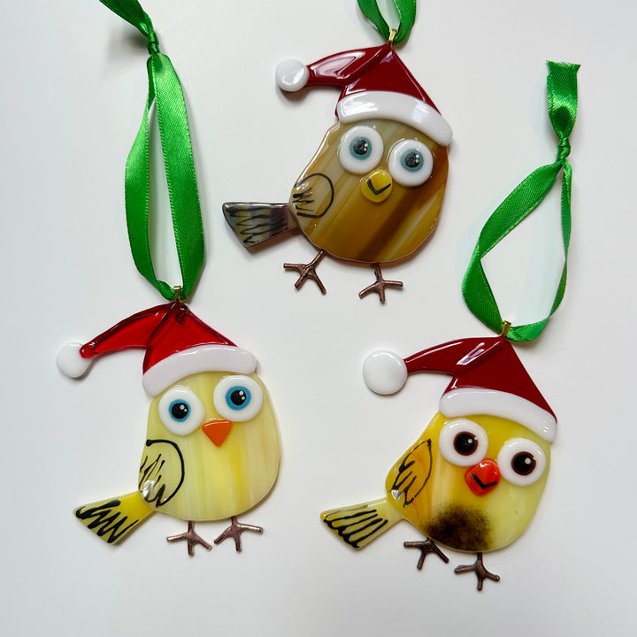 Santa Bird Ornament Yellow