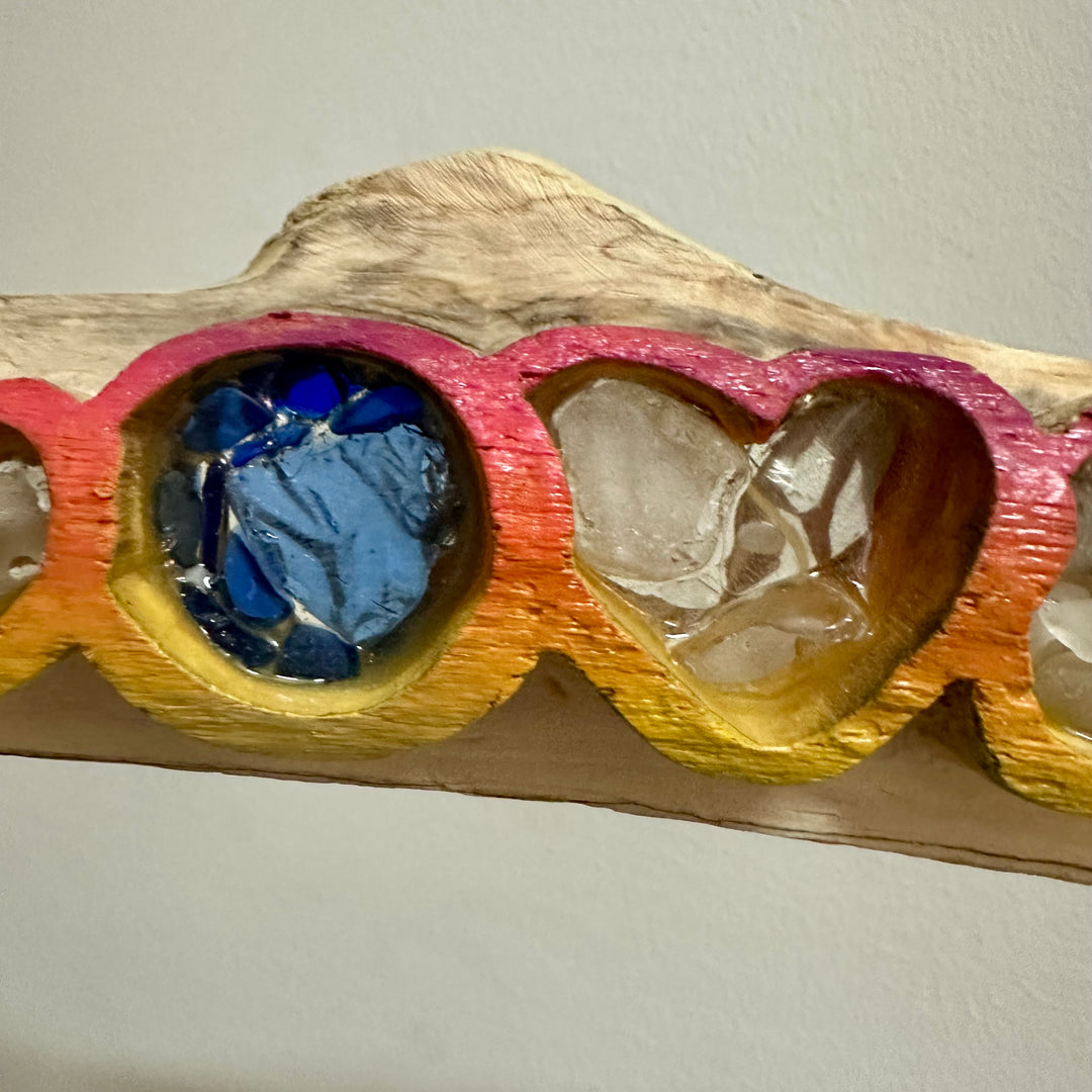 Driftwood + Beach Glass LOVE Sculpture