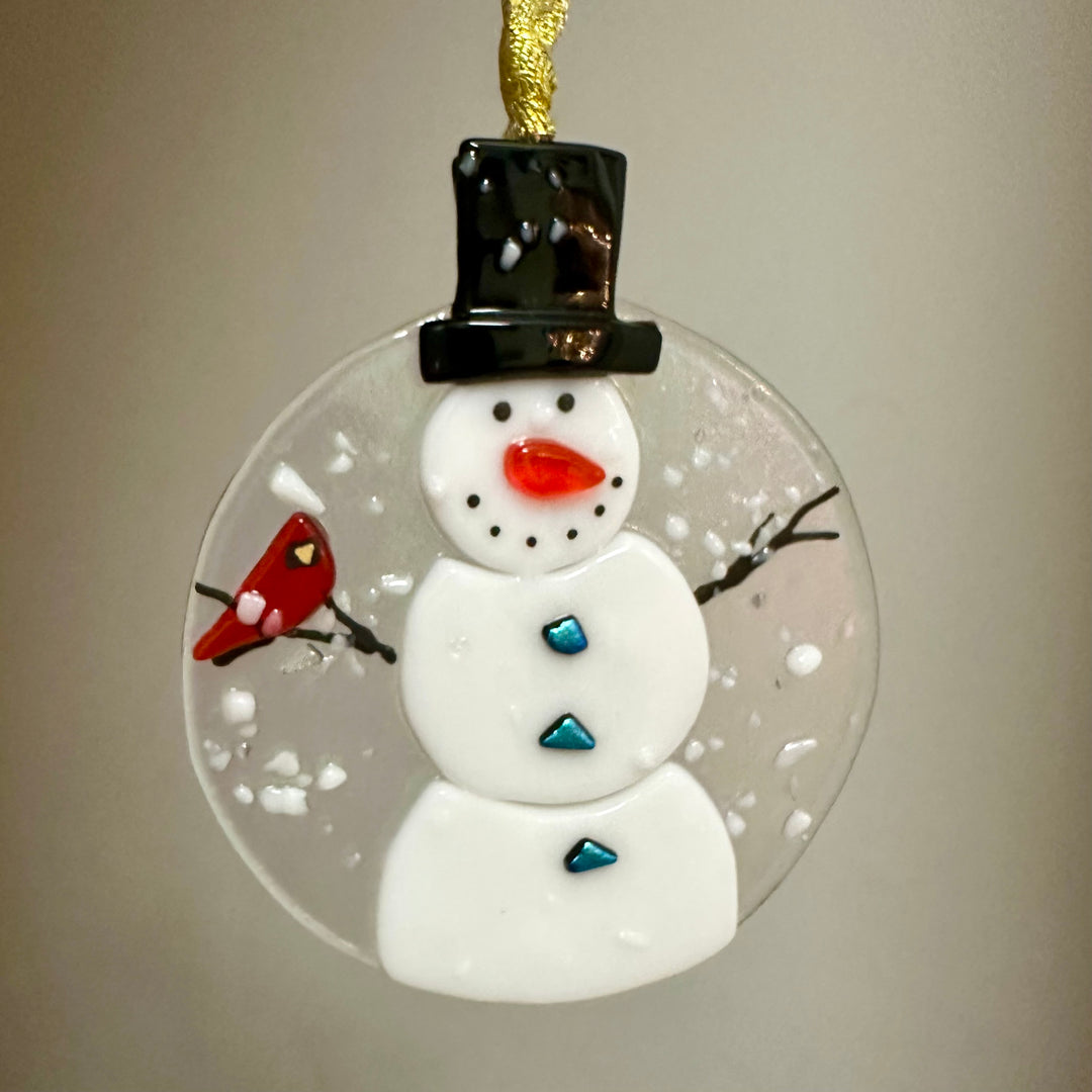 Snowman with Cardinal Ornament