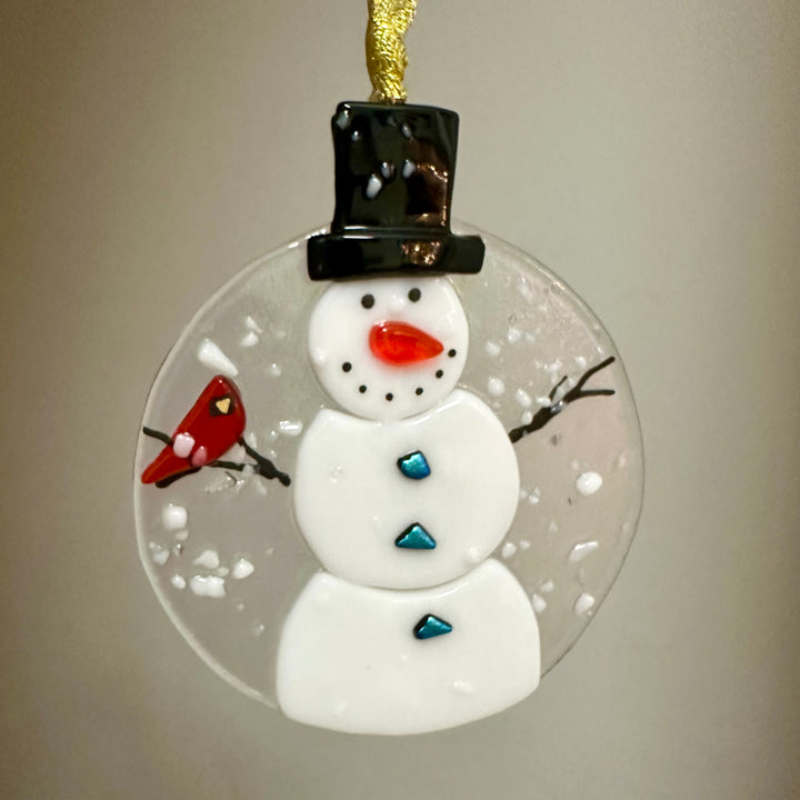 Snowman with Cardinal Ornament