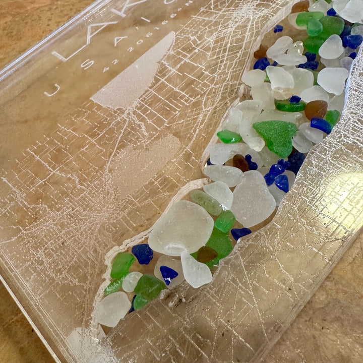 Lake Erie Map Beach Glass + Acrylic