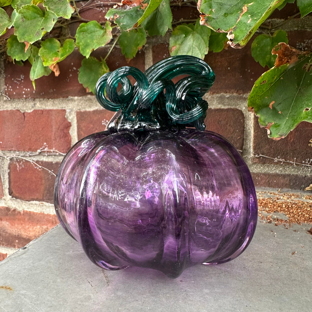 Purple + Teal Glass Pumpkin
