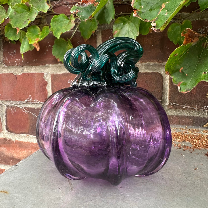 Purple + Teal Glass Pumpkin