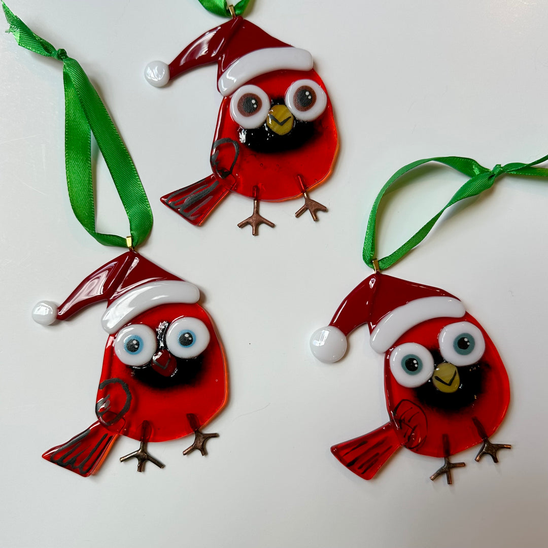 Santa Bird Ornament Red