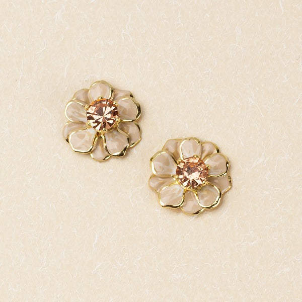Flower Power Earrings Ivory + Gold
