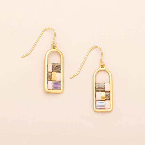 Good Karma Frame Earrings Blush, Topaz + Gold