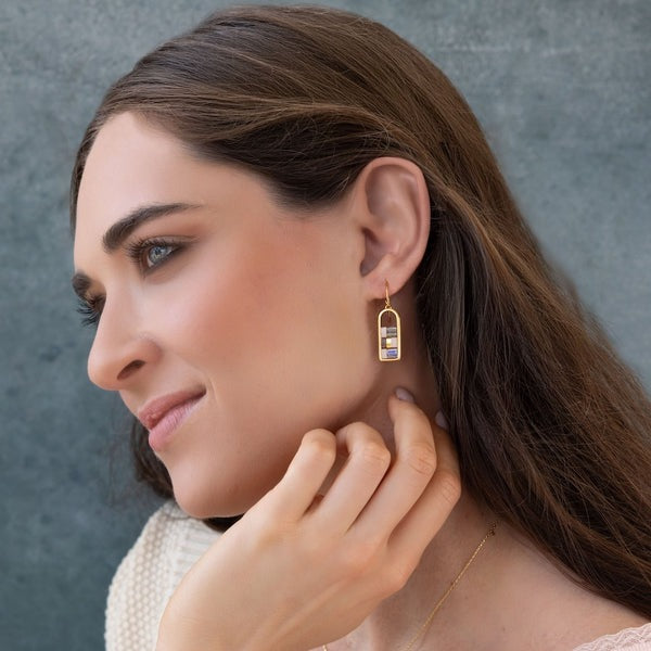Good Karma Frame Earrings Blush, Topaz + Gold