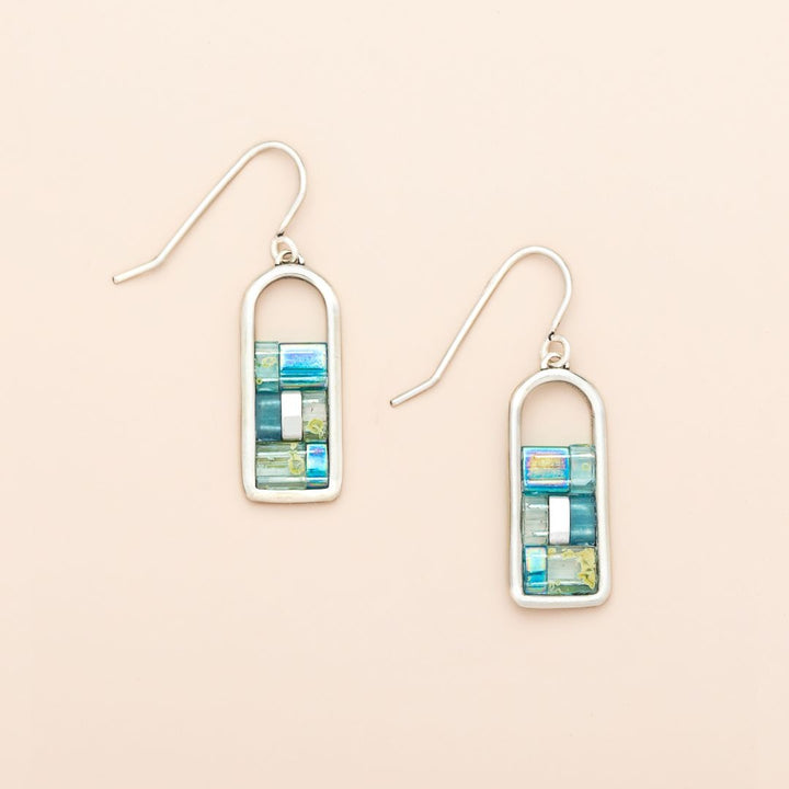 Good Karma Frame Earrings Marine + Silver