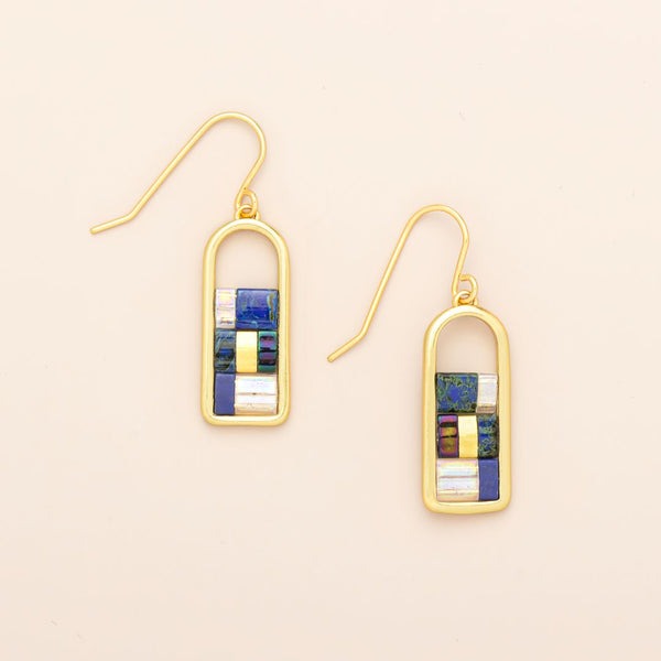 Good Karma Frame Earrings Indigo + Gold