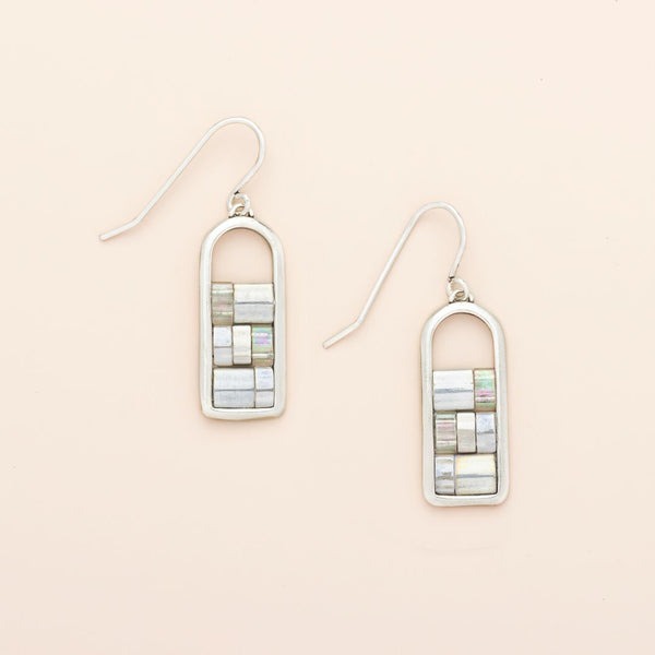 Good Karma Frame Earrings Frost + Silver