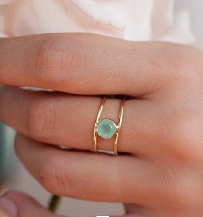 Gabriela Ring Aqua Chalcedony Gold