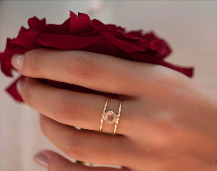 Gabriela Ring Rose Quartz Gold
