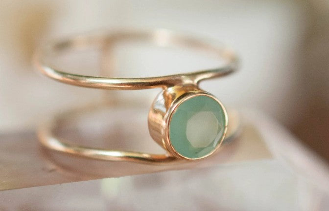 Gabriela Ring Aqua Chalcedony Gold