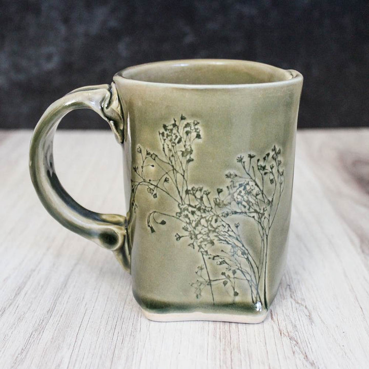 Green Floral Mug