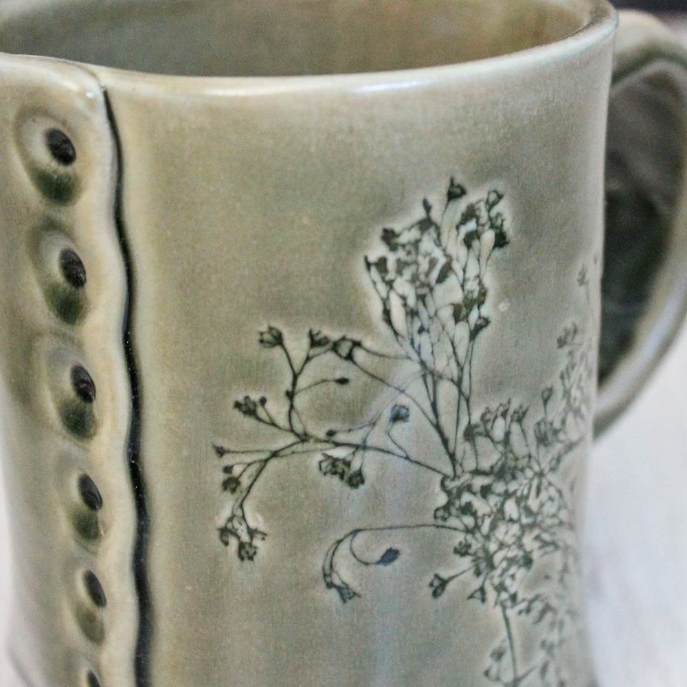 Green Floral Mug