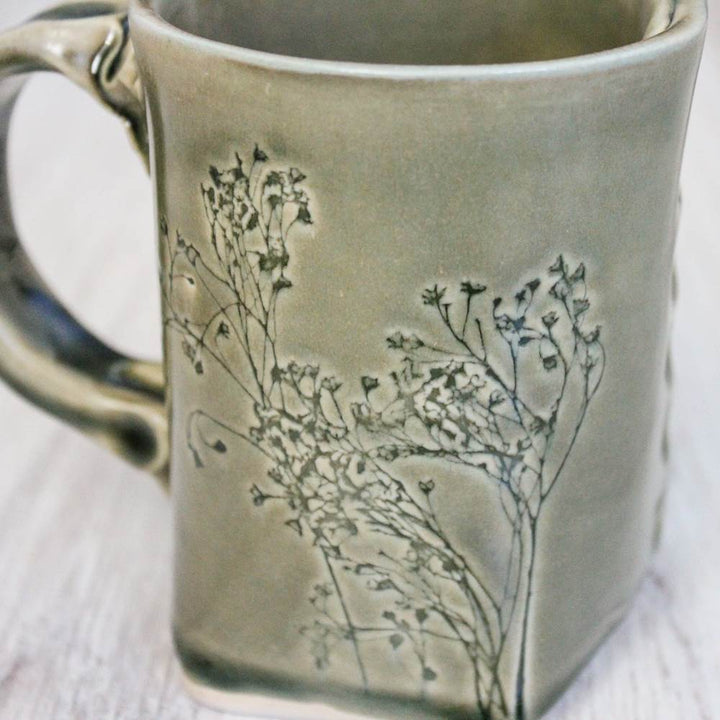 Green Floral Mug