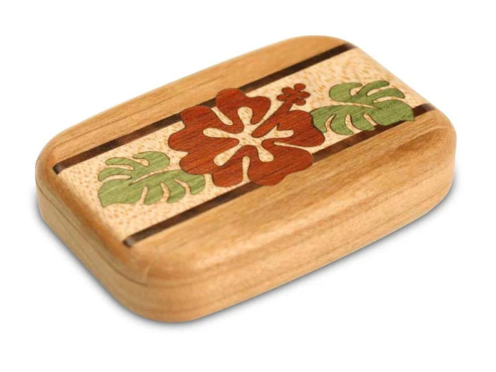3" Flat Wide Cherry Hibiscus Marquetry