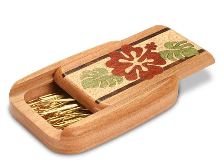 3" Flat Wide Cherry Hibiscus Marquetry
