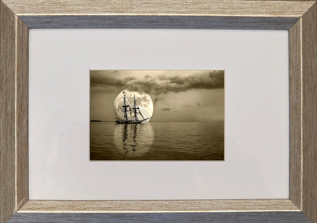 Moonlight Sail of Brig Niagara Sepia