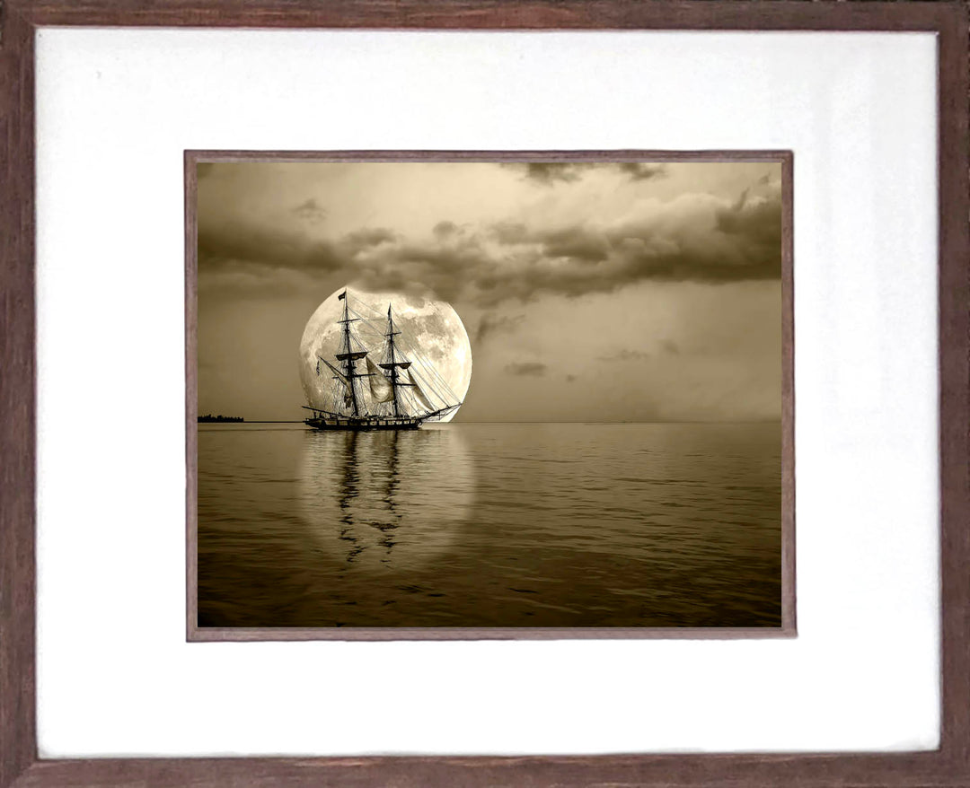 Moonlight Sail of the Brig Niagara Sepia