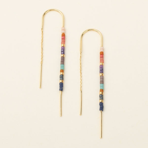 Chromacolor Miyuki Thread Earrings Dark Multi + Gold