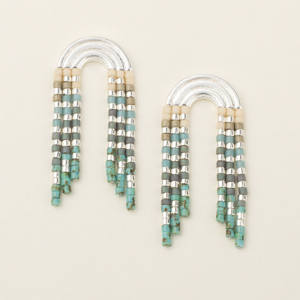 Miyuki Rainbow Fringe Earrings Turquoise
