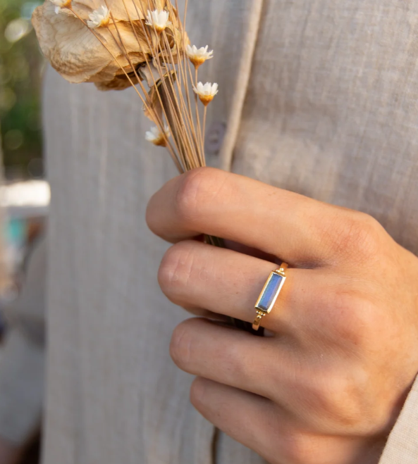 Mariana Ring Labradorite Gold