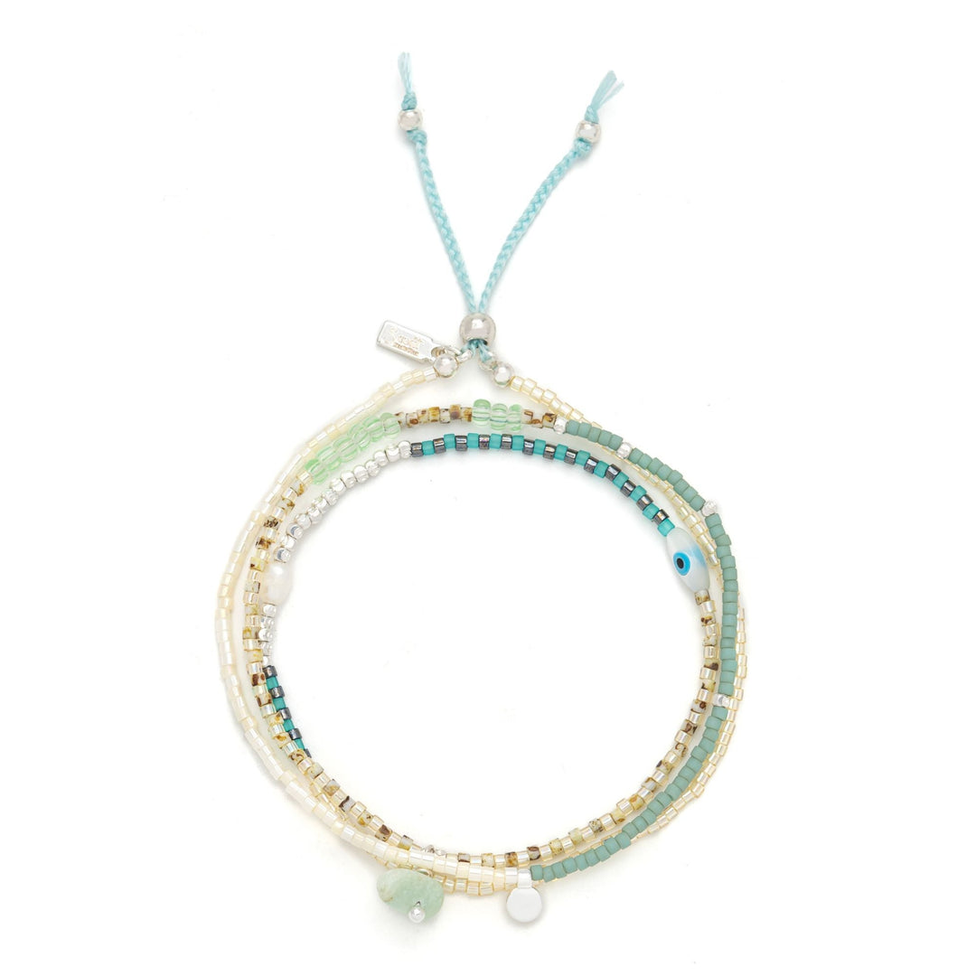 Mixed Media Wrap Courage - Amazonite + Silver