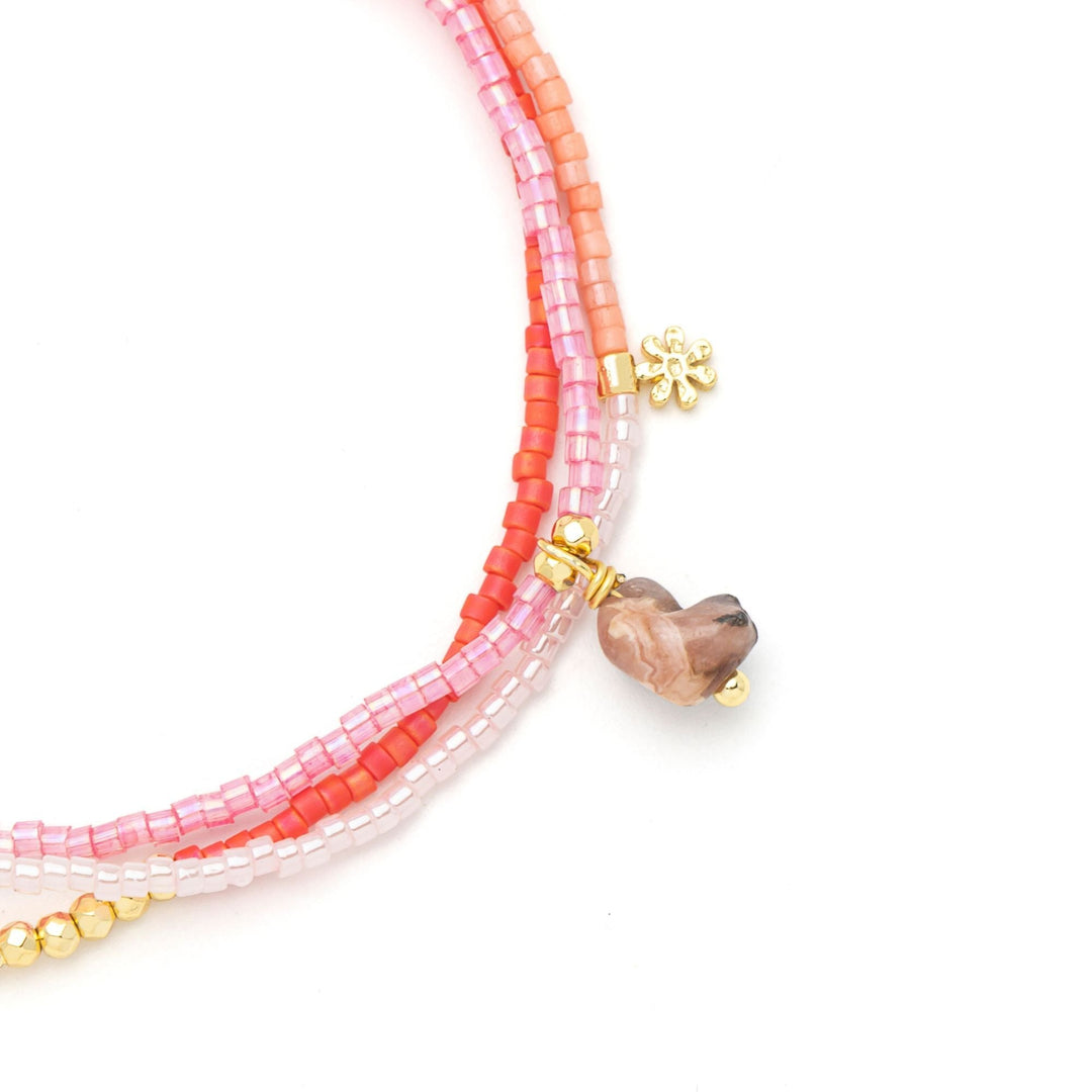 Mixed Media Wrap Love - Rhodochrosite + Gold