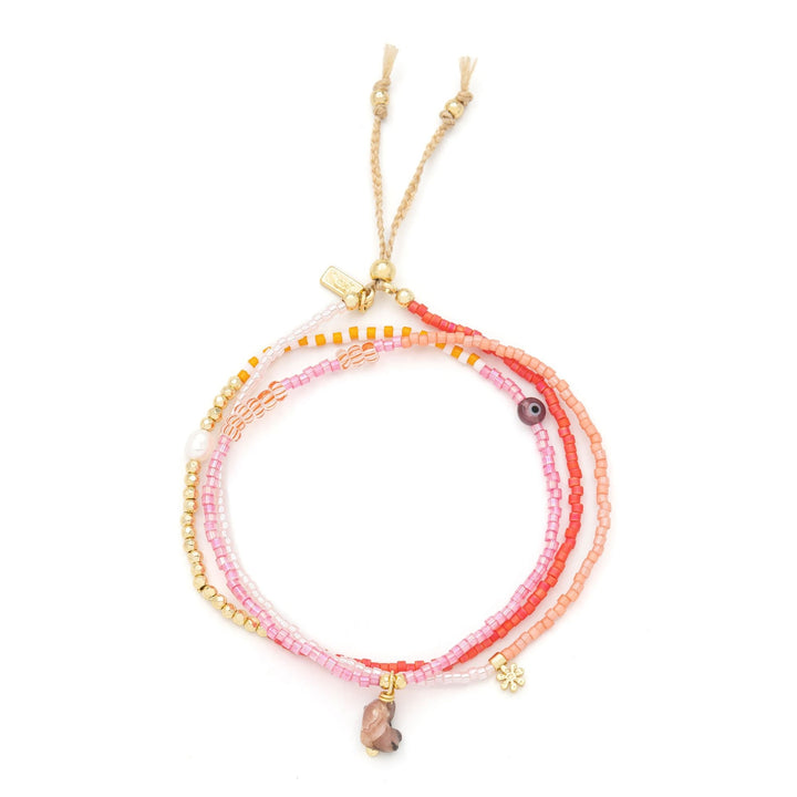 Mixed Media Wrap Love - Rhodochrosite + Gold