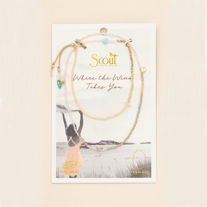 Mixed Media Wrap Tranquility - Turquoise + Gold