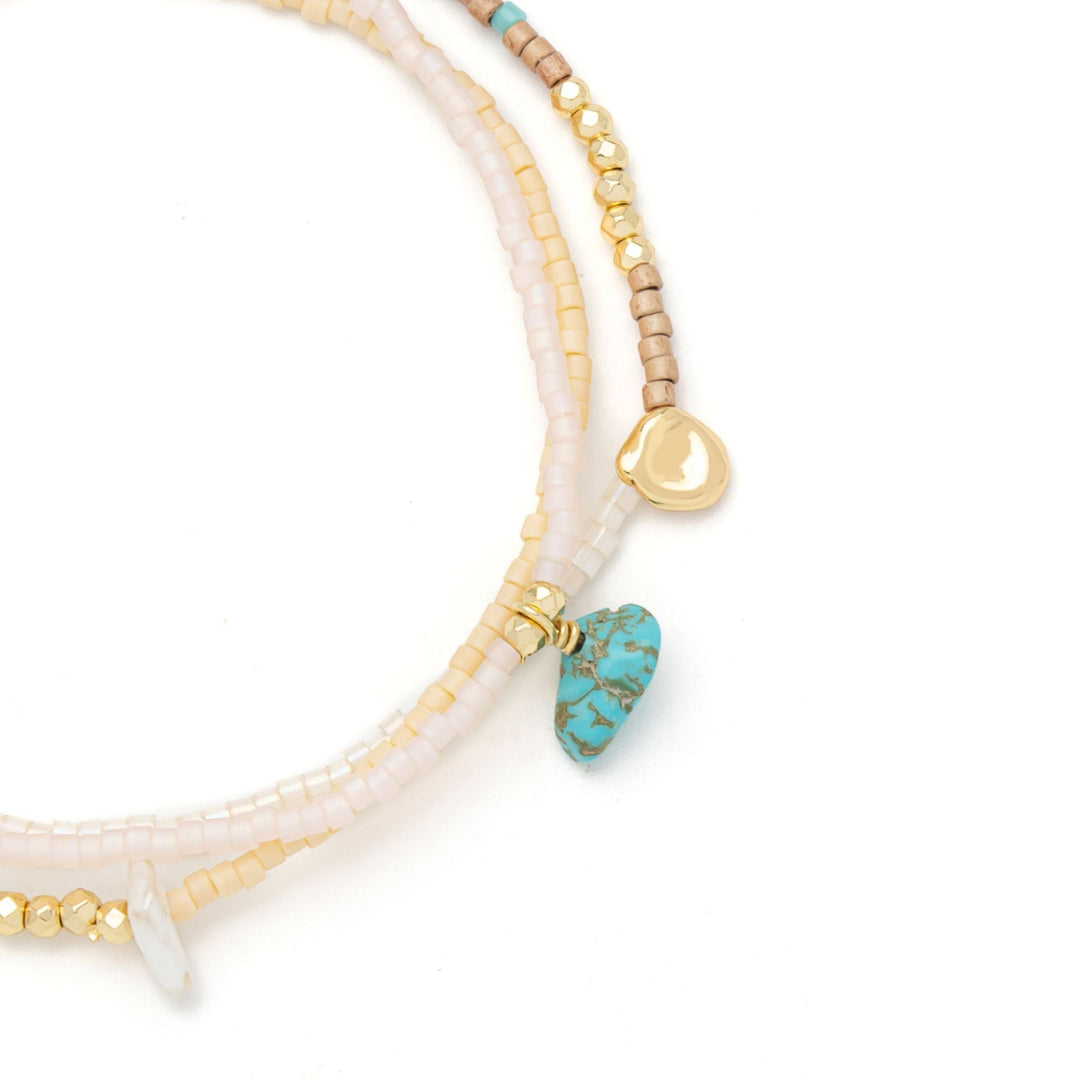 Mixed Media Wrap Tranquility - Turquoise + Gold