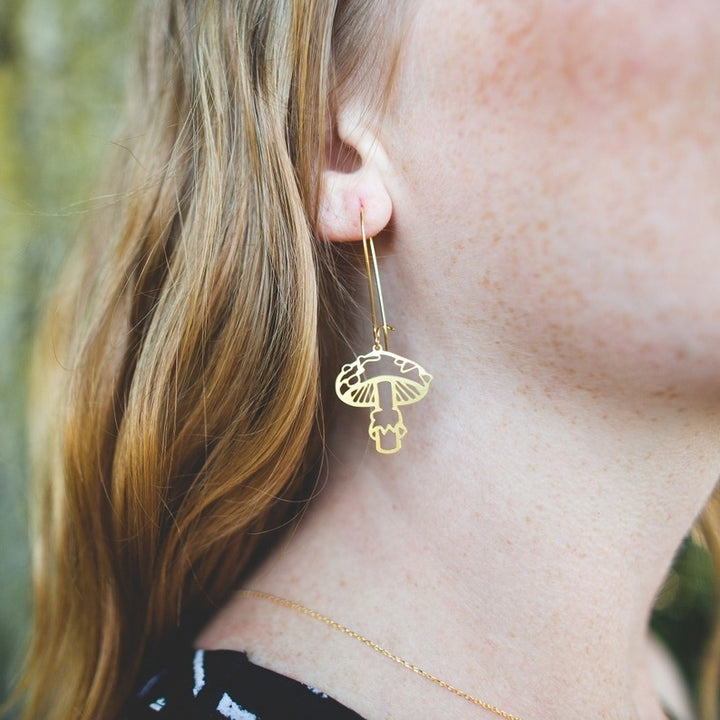 Mushroom Earrings Gold