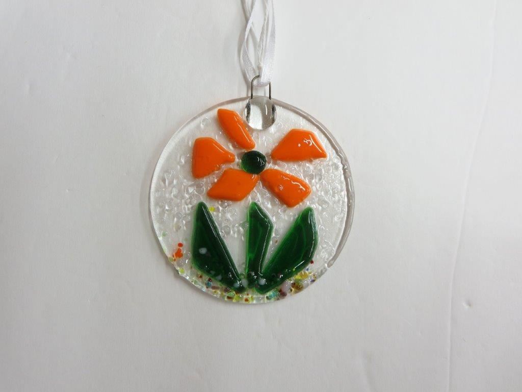 Flower Round Suncatcher - Orange