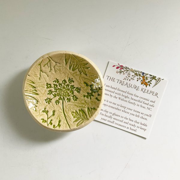 Pottery Dish Bowl - Pressed Flowers Nude