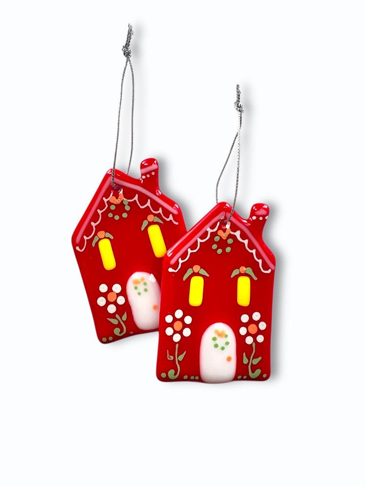 Red Christmas House Ornament