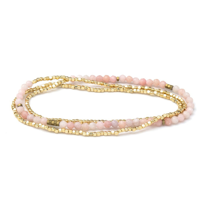 Delicate Stone Wrap Pink Opal Gold
