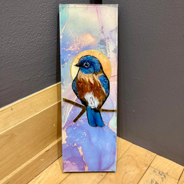 Blue Bird With Lavender Background