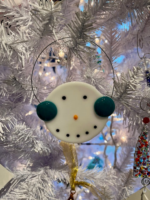 Snowman with Teal Earmuffs