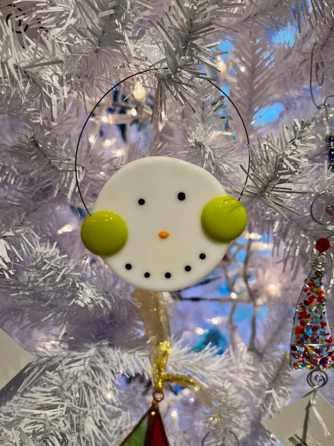 Snowman with Light Green Earmuffs