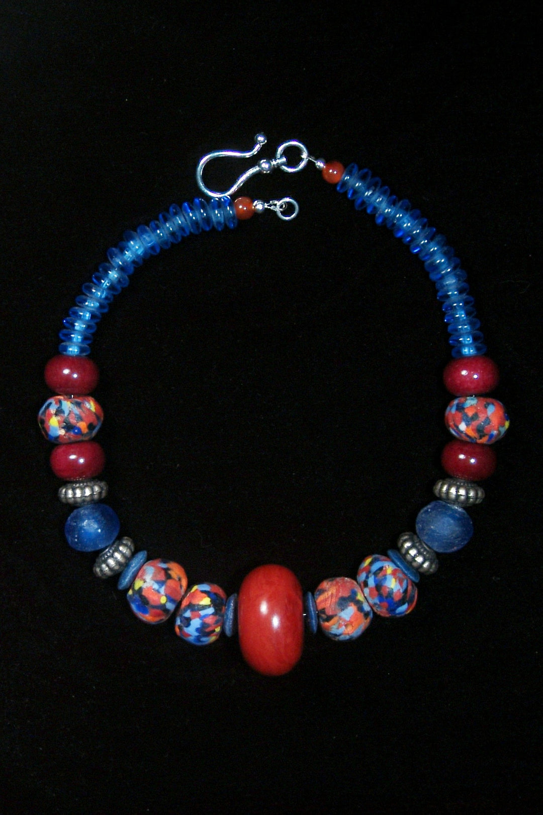 Painted Glass + Coral Necklace