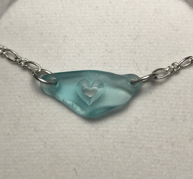 Aqua Straight Heart Bracelet