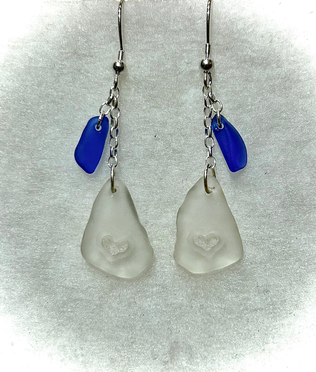 Heart Earrings White + Cobalt