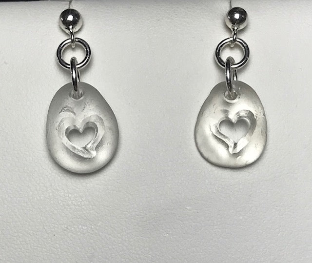 White Heart Post Earrings