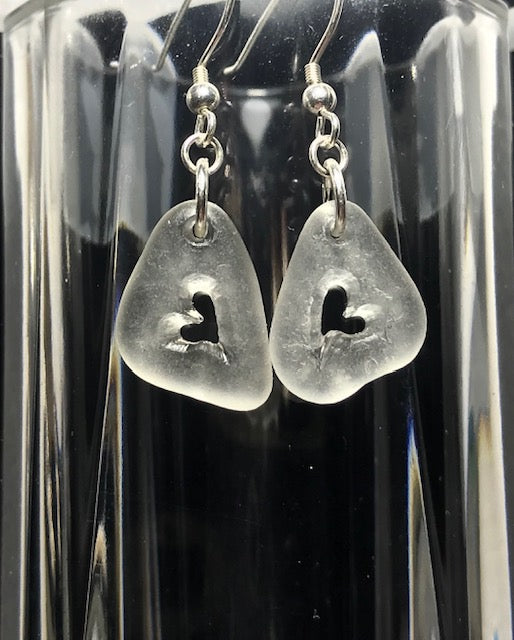 White Floppy Heart Earrings