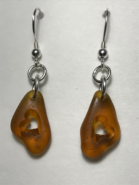 Amber Floppy Heart Earrings