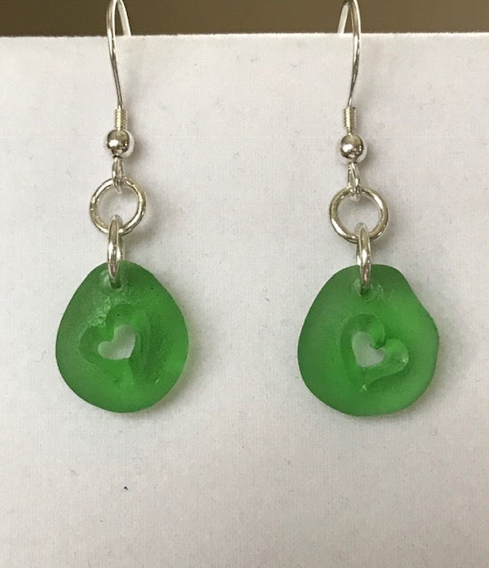 Kelly Green Floppy Heart Earrings